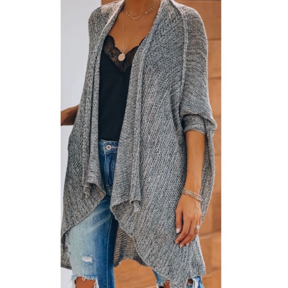 Open front assym dolman cardigan